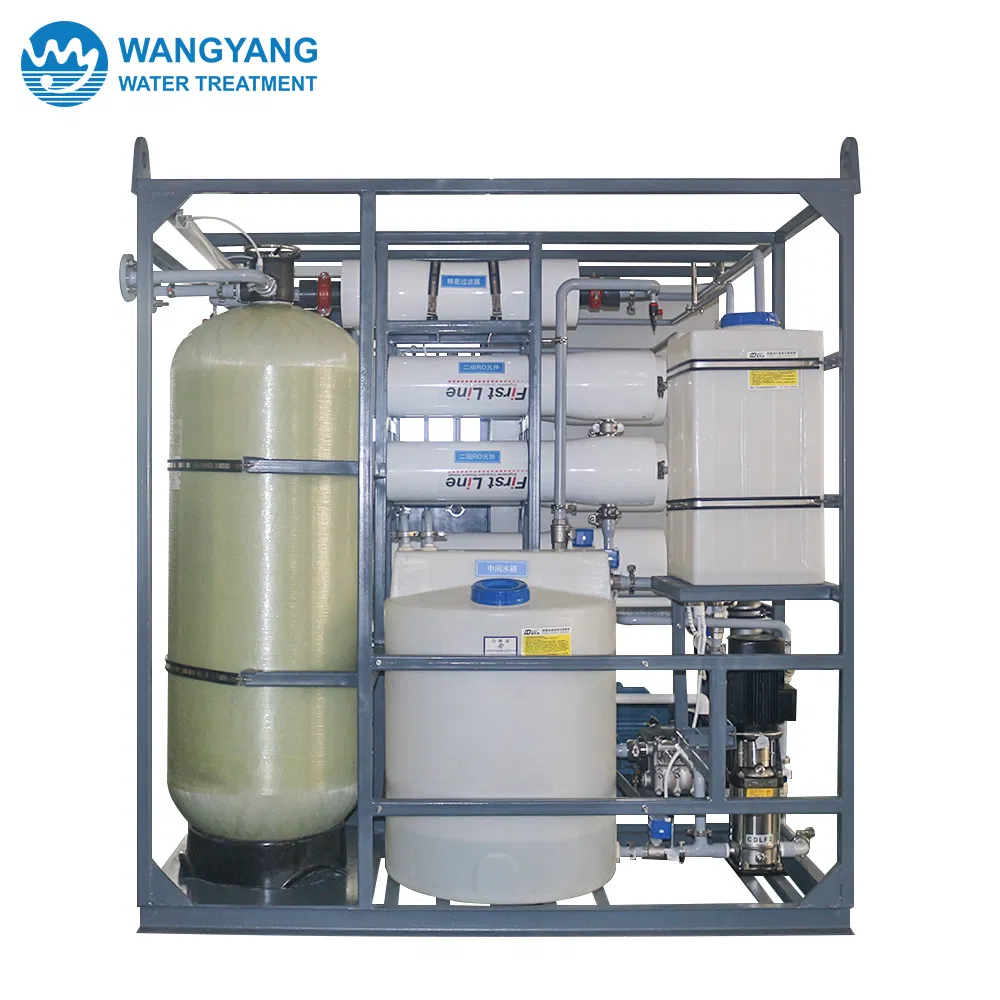 30tpd 2-Stage Membrane Reverse Osmosis Seawater Desalination Water Treatment System for Ship