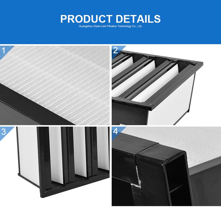 Clean-Link F6 F7 F8 F9 H10 H11 H12 Plastic Frame V-Bank Air Filter HEPA Filter