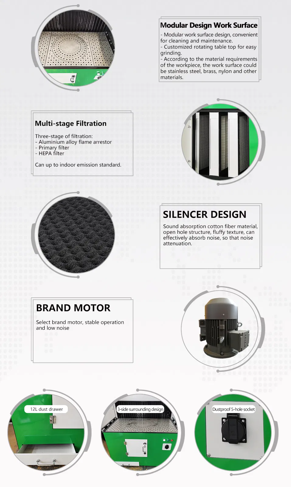 Dust Removal Grinding Table Dust Adsorption Dust Precipitator Dust Exhaust Gas Vacuum Cleaner