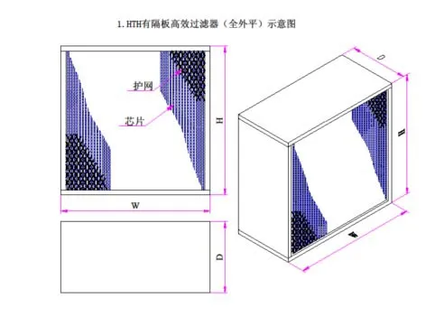 High Efficiency Deep Pleated Separator HEPA Air Filter with Clapboard