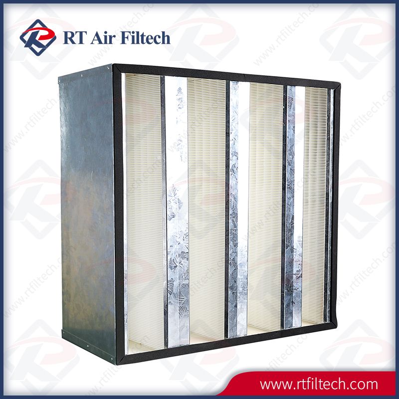HVAC System Air Filtration Low Pressure Drop H13 H14 U15 V Bank HEPA Air Filter