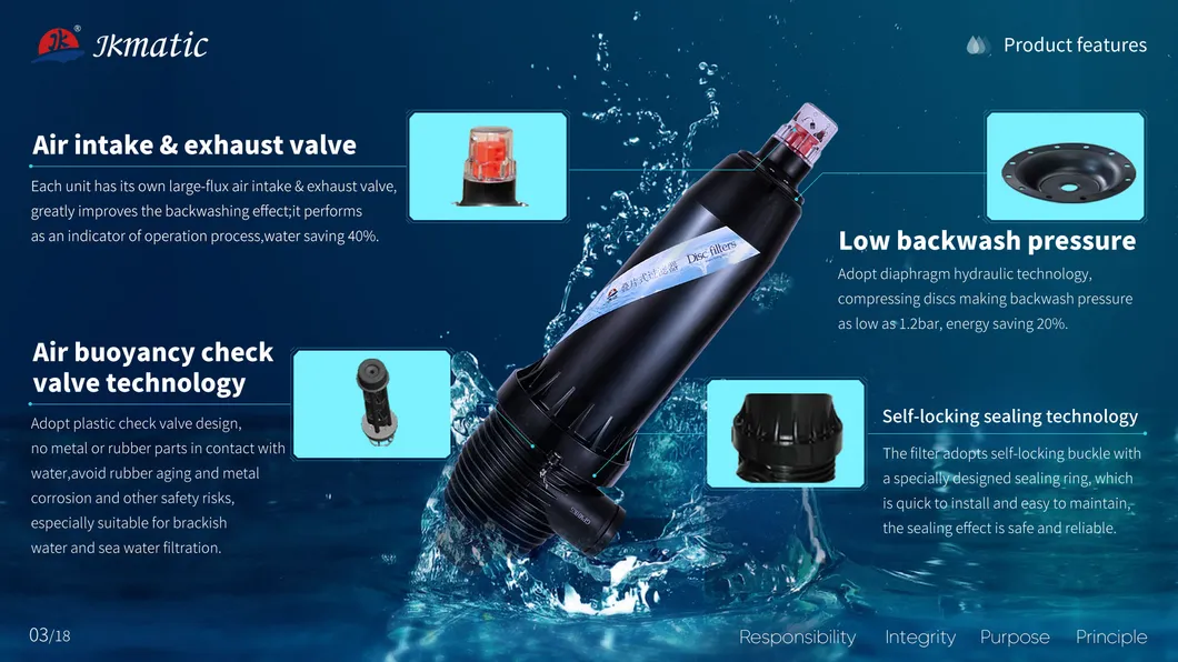 Jkmatic High Precision 5um/10um-200um High Quality Automatic Back Flush Disc Water Filter for Industrial Water Treatment and Membrane Protection.