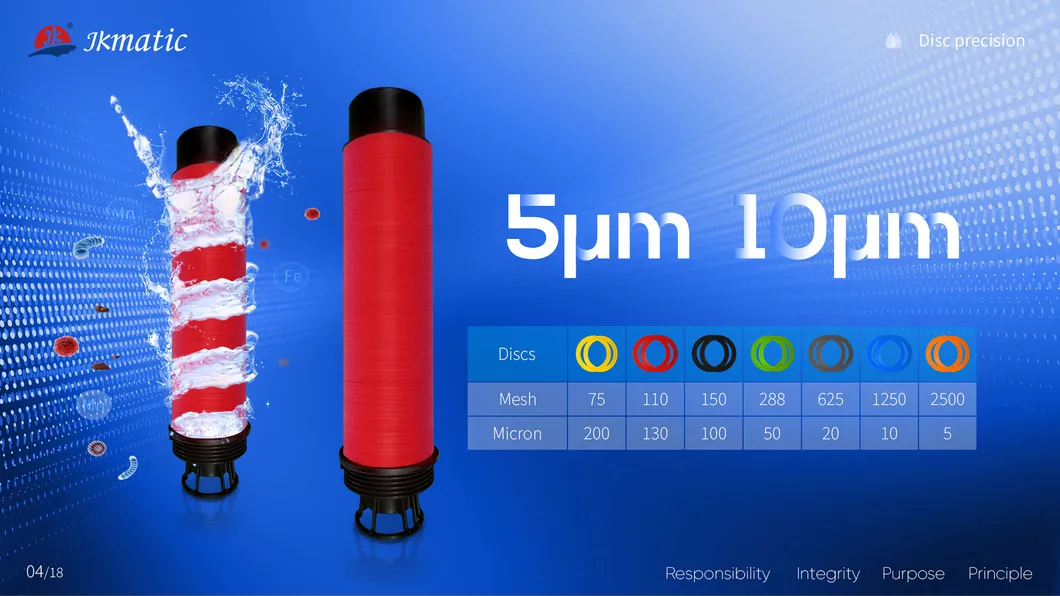 Jkmatic High Precision 5um/10um-200um High Quality Automatic Back Flush Disc Water Filter for Industrial Water Treatment and Membrane Protection.