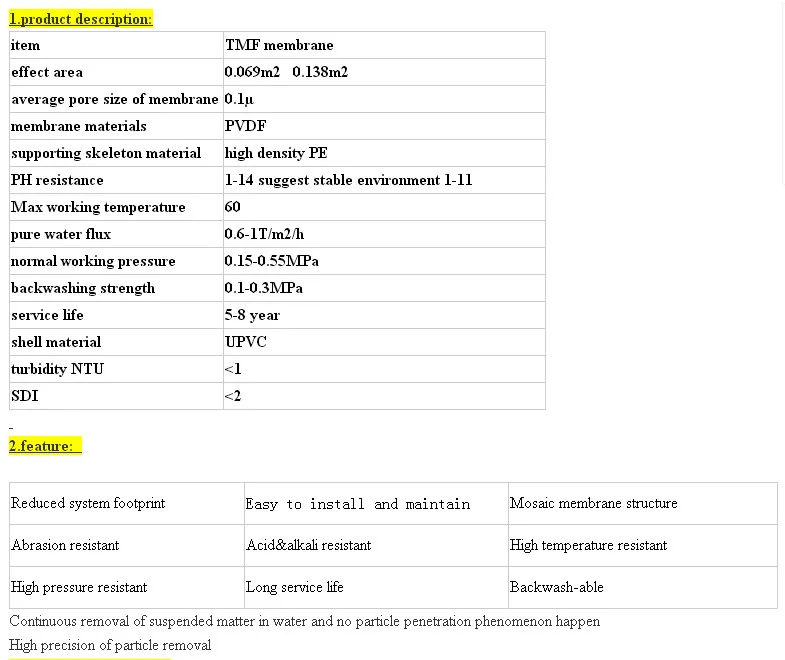 Micro Filtration Membrane for Industry Wastewater Treatment