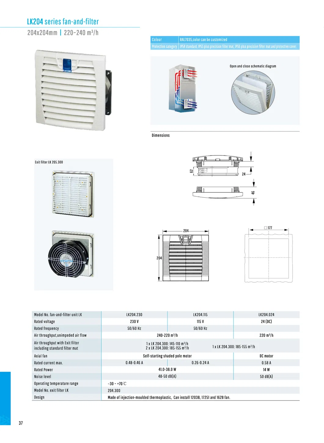 New Design Lk204 Series HEPA Louver Filter with Indicator Light, Unimpeded Air Flow