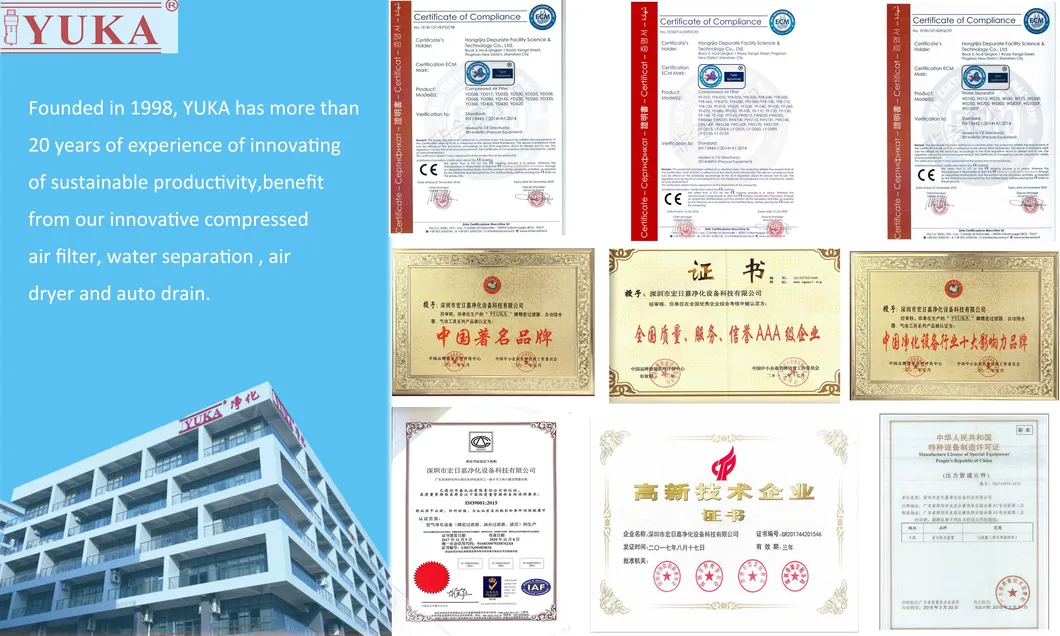 Two Sight Glass Air Filter with Auto Drain Coalescing Air Filter, HEPA Filter, Remove Particle Water Mist Vapour for Air Compressor