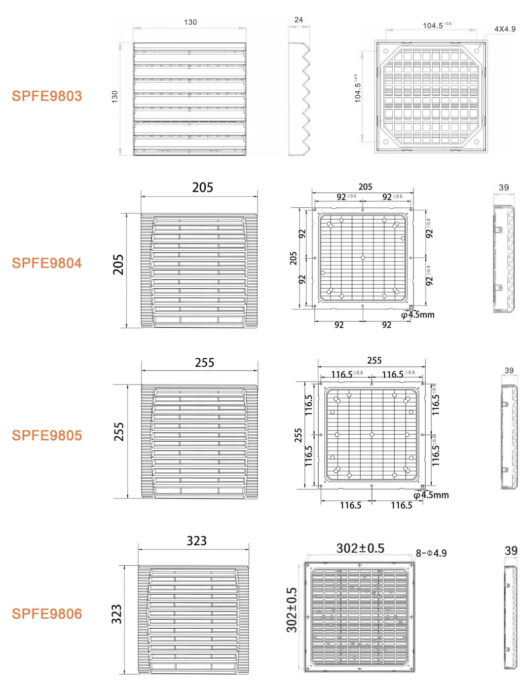 Ventilation Filter Spfe9803 9804 9805 9806 with High Efficiency
